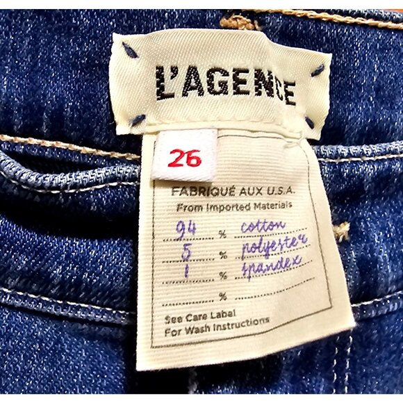 LAgence Women's Cropped Slim Fit Jeans Size 26 Blue Denim Frayed Hem - Picture 5 of 11